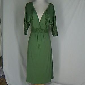 Rebecca Beason Green Knit Dress 2 Print Trim